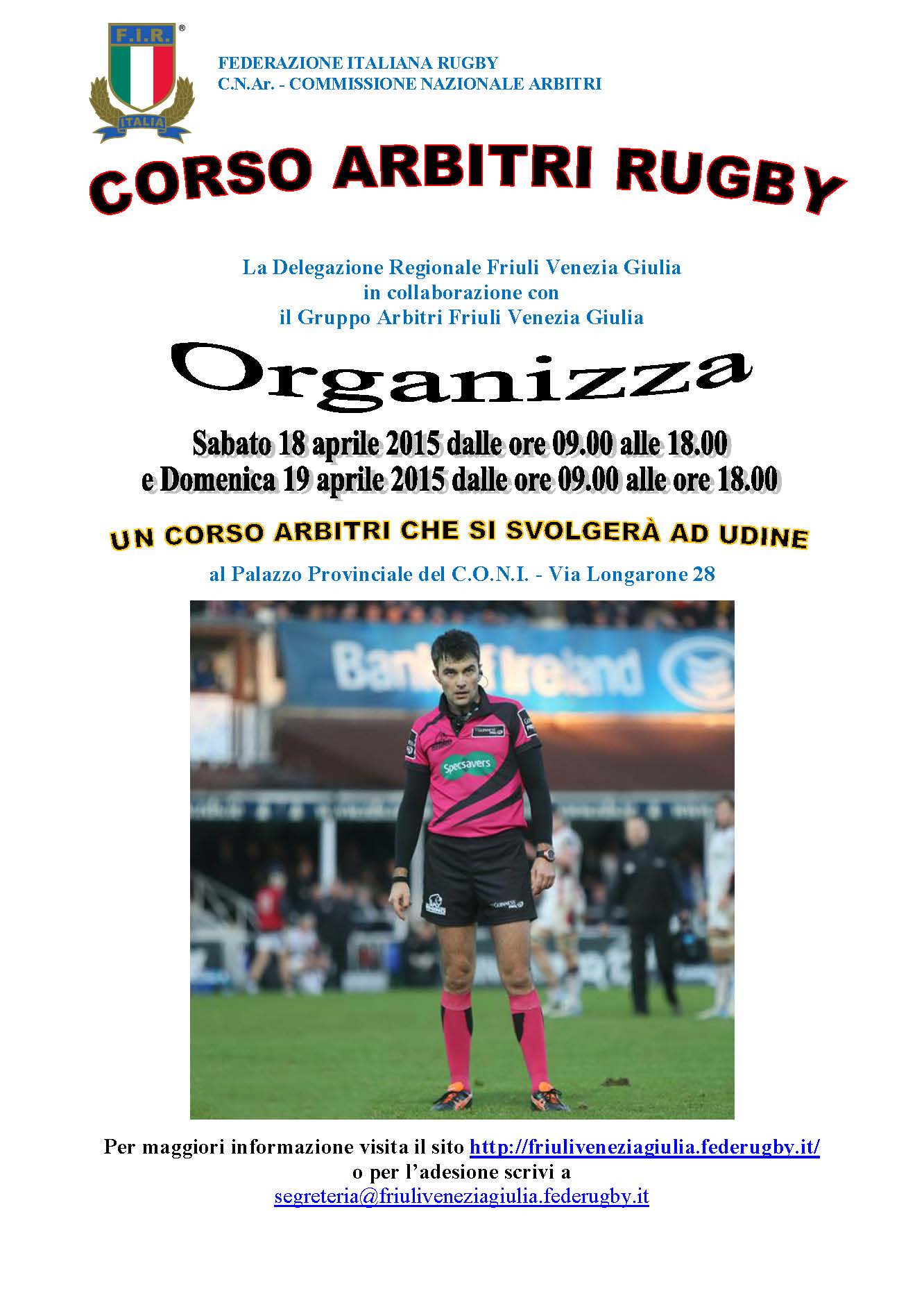 Corso Arbitri Rugby Udine 18 aprile 2015